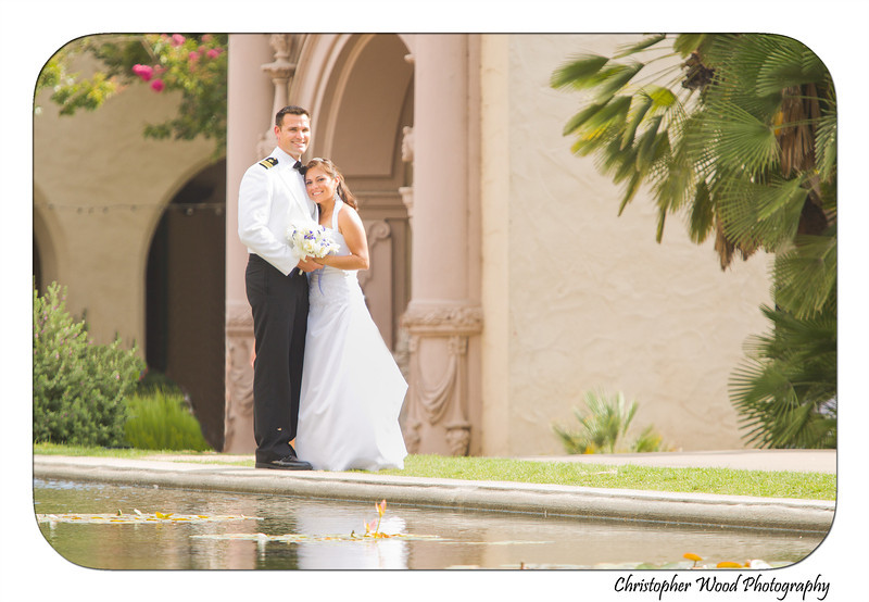 Balboa Park Reflecting Pond Wedding Portrait